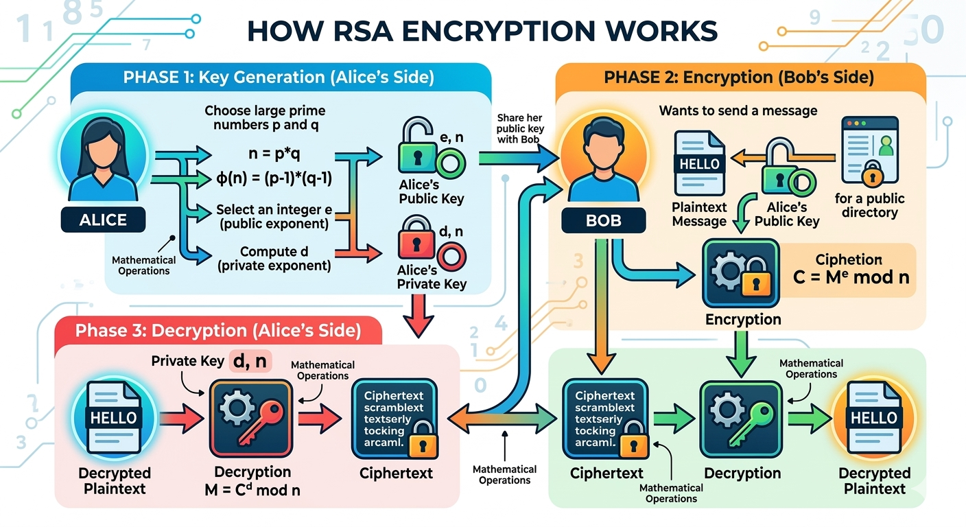 Diagram illustrating the principles of public key cryptography